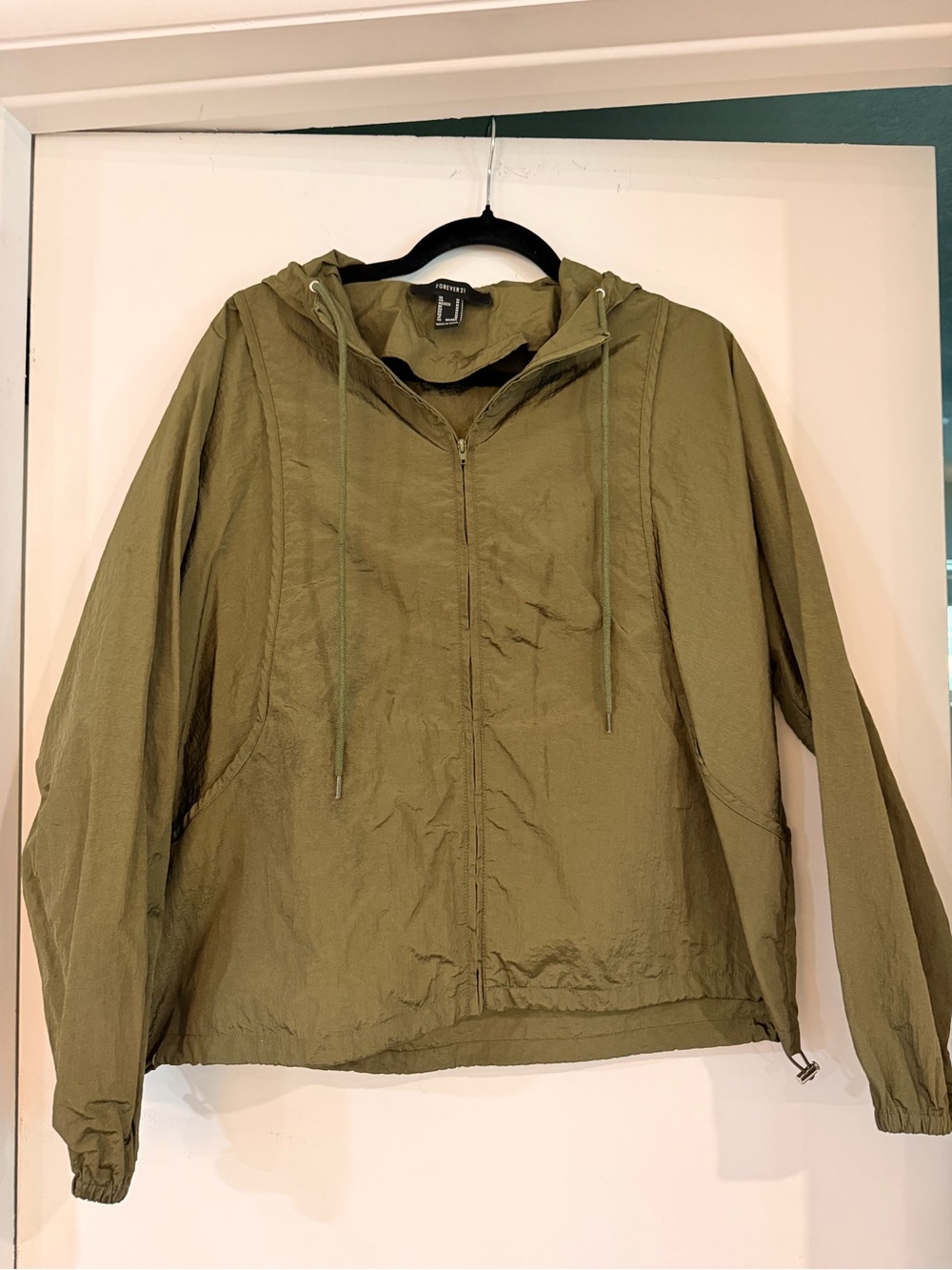 Forever 21 Olive Green Hooded Utility Jacket